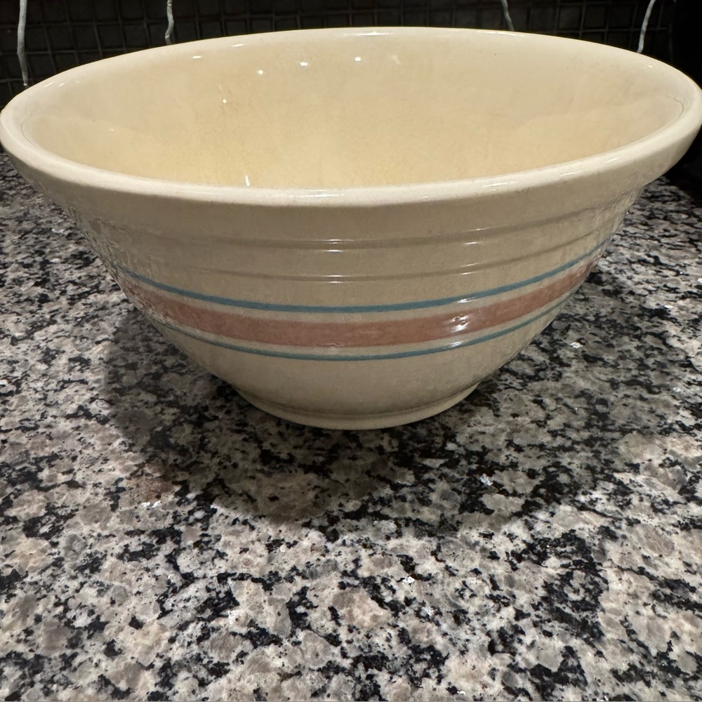 McCoy Pottery Dough Bowl Pink & Blue Stripes